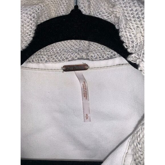 FREE PEOPLE CASUAL TERRY CLOTH JACKET WOMENS Size SMALL WHITE DENIM 39F434J138 - Picture 12 of 15